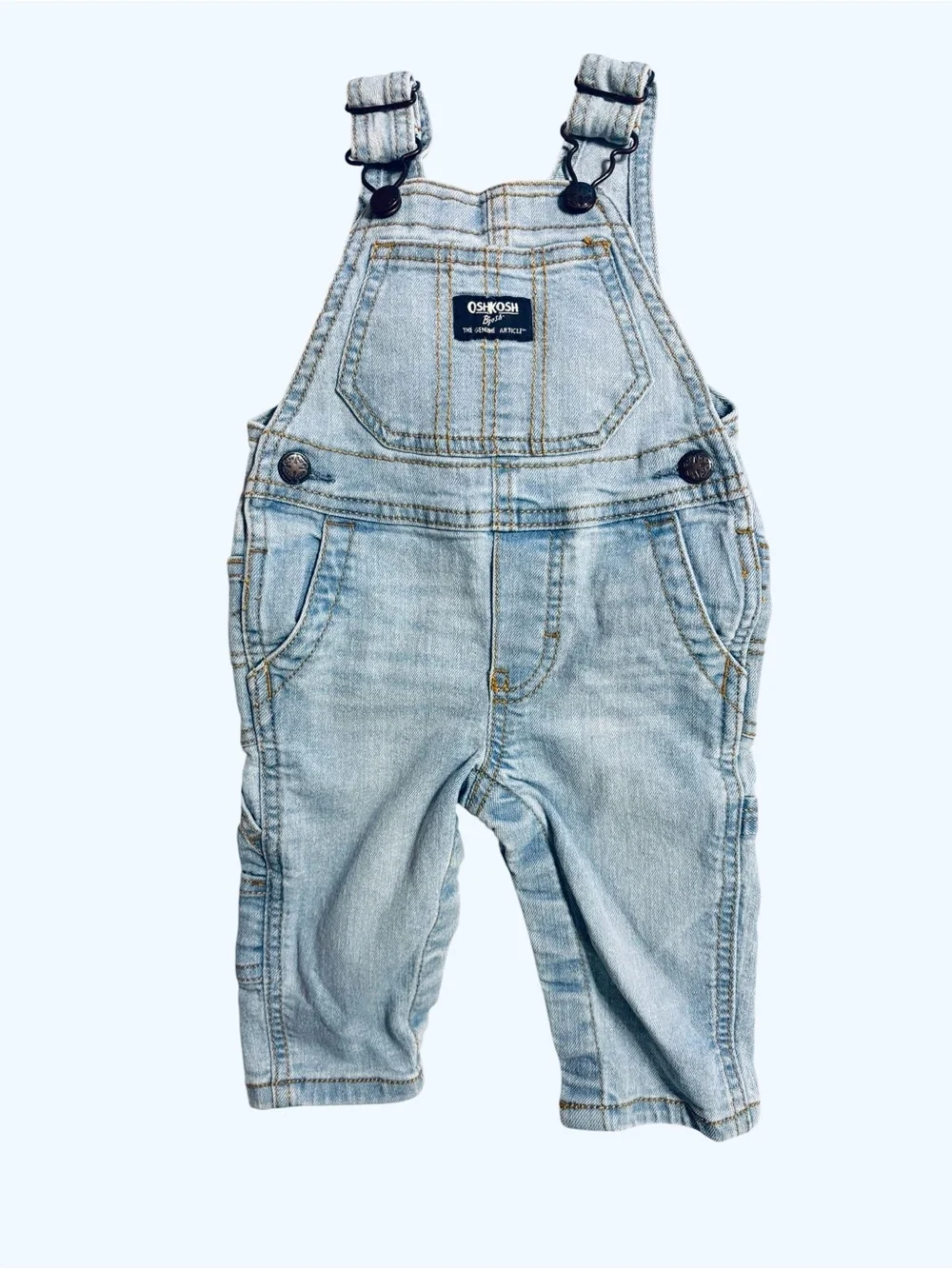 OshKosh B'gosh Light Wash Denim Overalls in Pale Blue 6M 10 0593